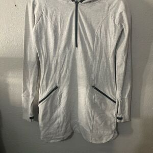 Gray Long-Sleeve Hoodie with Black Accents